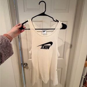 Nike Cream Tank Top with Black Swoosh Logo